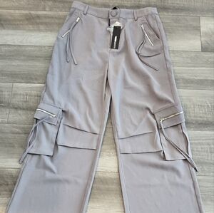 NEW Fashion Nova Women Gray Cargo Pants- Sz Med